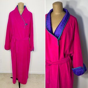 Vintage Vanity Fair Magenta Fuchsia Pink Fleece Maxi Robe Housecoat Size XXL
